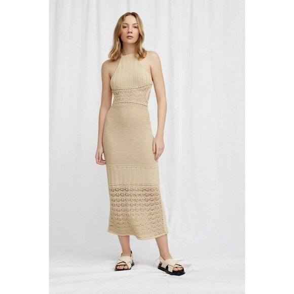 Significant Other Abby Knit Dress in Biscuit 4 Womens Bodycon Midi Cocktail - Picture 1 of 16